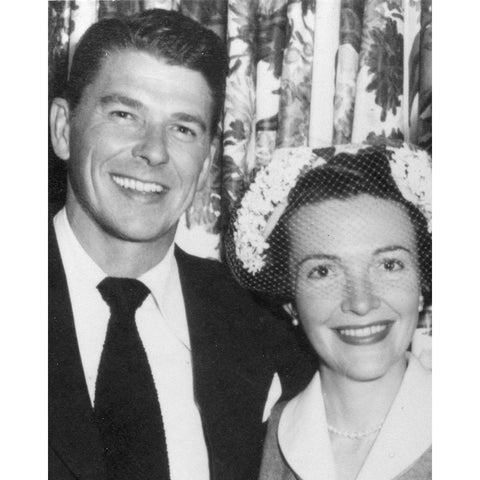 Ronald Reagan, Nancy Reagan, 1952 White Modern Wood Framed Art Print by Vintage Hollywood Archive