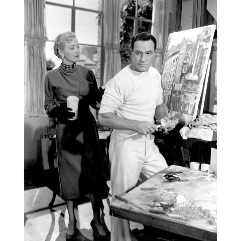 Nina Foch, Gene Kelley,Â An American in Paris, 1951 White Modern Wood Framed Art Print by Vintage Hollywood Archive