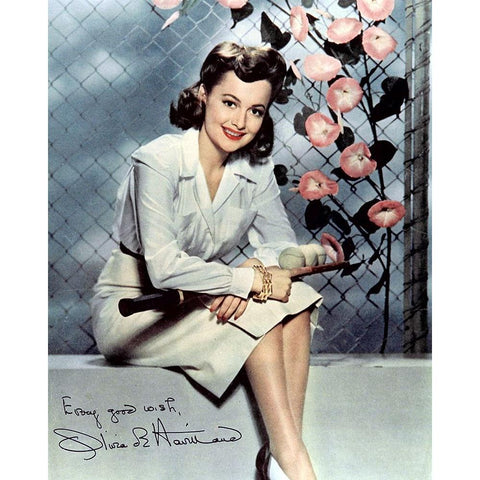 Olivia de Havilland, 1940 White Modern Wood Framed Art Print by Vintage Hollywood Archive