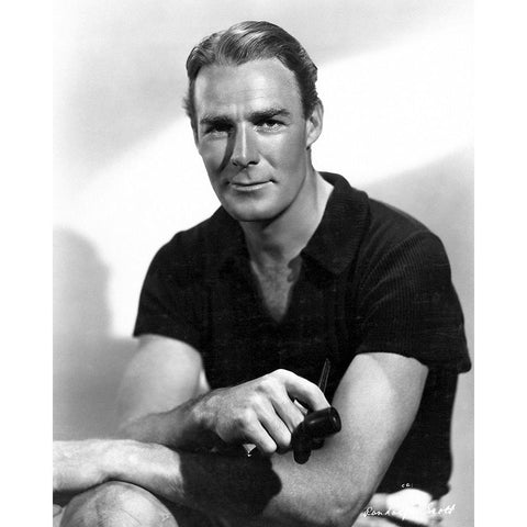 Randolph Scott Black Modern Wood Framed Art Print with Double Matting by Vintage Hollywood Archive