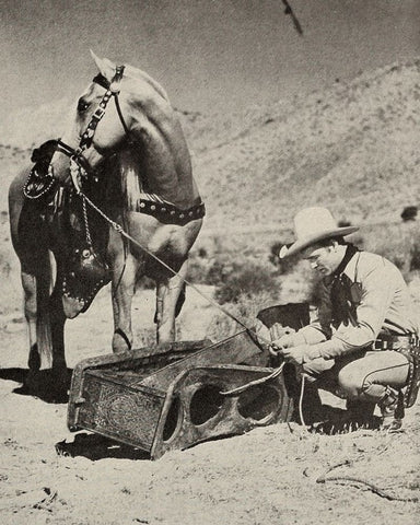 Roy Rogers with Trigger, 1943 White Modern Wood Framed Art Print with Double Matting by Vintage Hollywood Archive