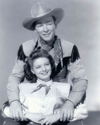 Roy Rogers, Gail Davis, 1948 Black Ornate Wood Framed Art Print with Double Matting by Vintage Hollywood Archive