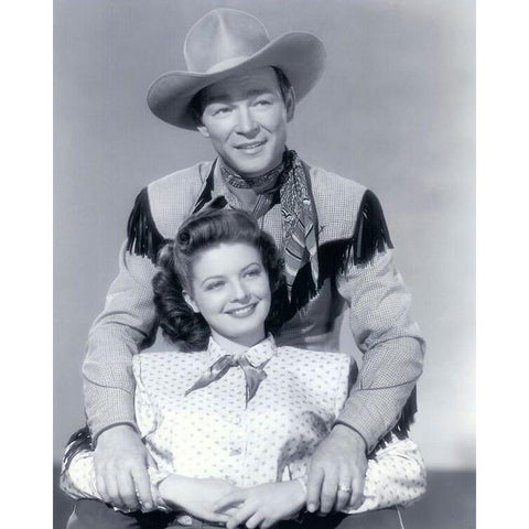 Roy Rogers, Gail Davis, 1948 White Modern Wood Framed Art Print by Vintage Hollywood Archive