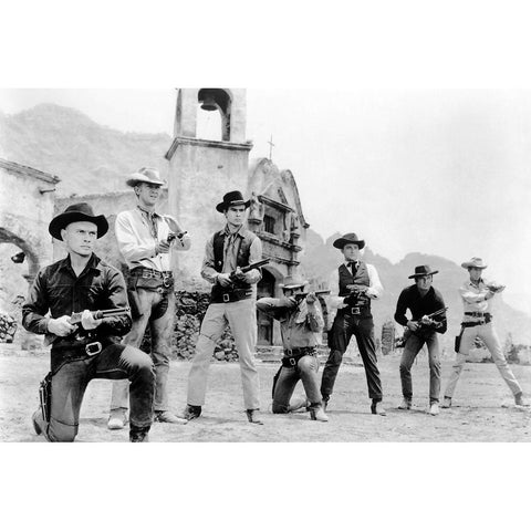 The Magnificent Seven Black Modern Wood Framed Art Print with Double Matting by Vintage Hollywood Archive