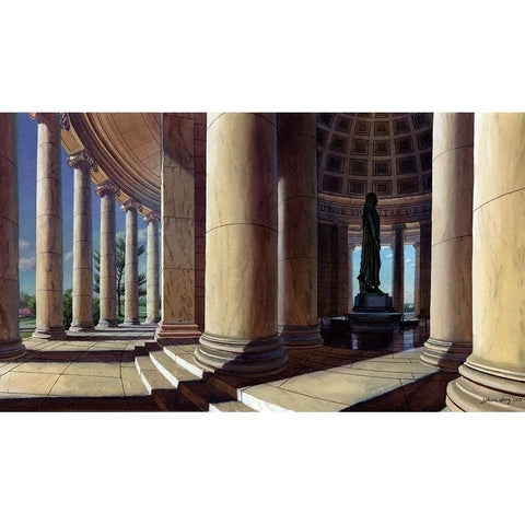 Washington Chronicle Jefferson Memorial Gold Ornate Wood Framed Art Print with Double Matting by Wang, John Z.