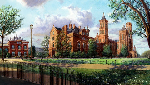 Washington Chronicle Smithsonian at the Mall Black Ornate Wood Framed Art Print with Double Matting by Wang, John Z.