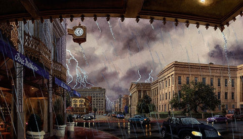 Washington Chronicle Penn Quarter Black Ornate Wood Framed Art Print with Double Matting by Wang, John Z.