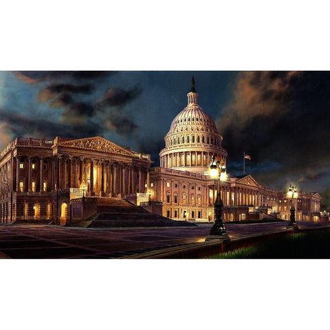 Washington Chronicle Capitol  Black Modern Wood Framed Art Print by Wang, John Z.