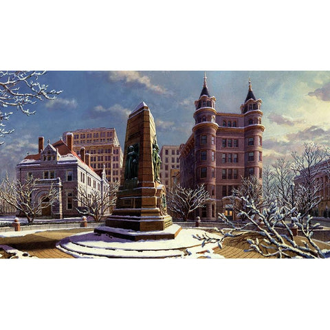 Washington Chronicle Indiana Plaza White Modern Wood Framed Art Print by Wang, John Z.