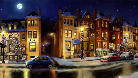 Washington Chronicle Adams Morgan Black Ornate Wood Framed Art Print with Double Matting by Wang, John Z.