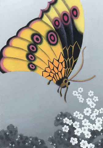 MiniWonder II White Modern Wood Framed Art Print with Double Matting by Wang, John Z.