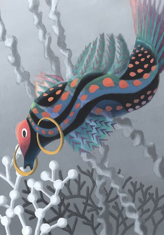 MiniWonder IV White Modern Wood Framed Art Print with Double Matting by Wang, John Z.