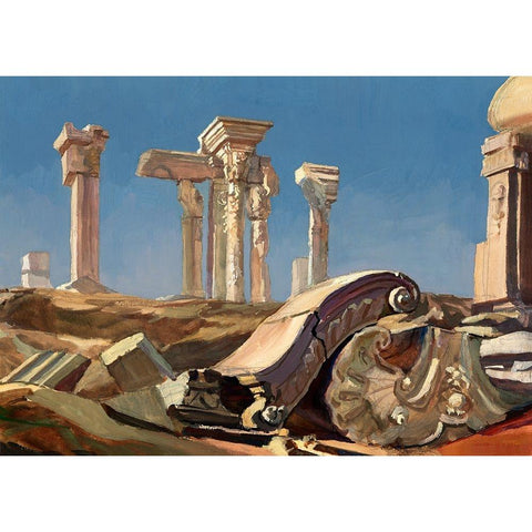 Ruins at Yuanmingyuan Black Modern Wood Framed Art Print with Double Matting by Wang, John Z.