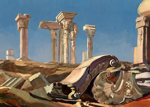 Ruins at Yuanmingyuan Black Ornate Wood Framed Art Print with Double Matting by Wang, John Z.