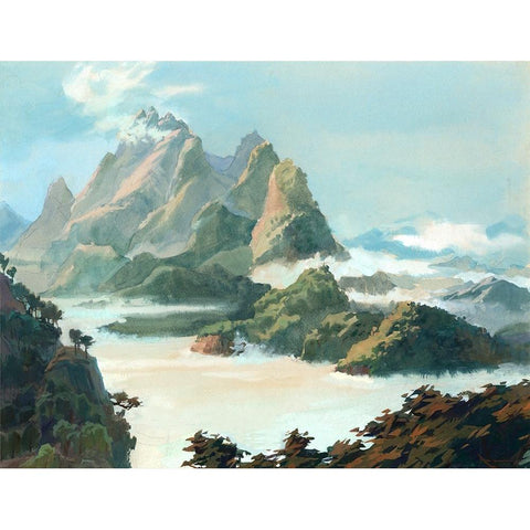 Crest of the Wudang Mountain Black Modern Wood Framed Art Print by Wang, John Z.