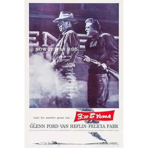 3 10 To Yuma-1957 White Modern Wood Framed Art Print by Vintage Hollywood Archive