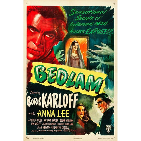 Bedlam-1945 White Modern Wood Framed Art Print by Vintage Hollywood Archive