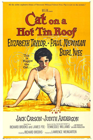 Cat on a Hot Tin Roof-1958 Black Ornate Wood Framed Art Print with Double Matting by Vintage Hollywood Archive