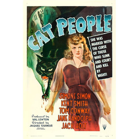 Cat People-1942 White Modern Wood Framed Art Print by Vintage Hollywood Archive