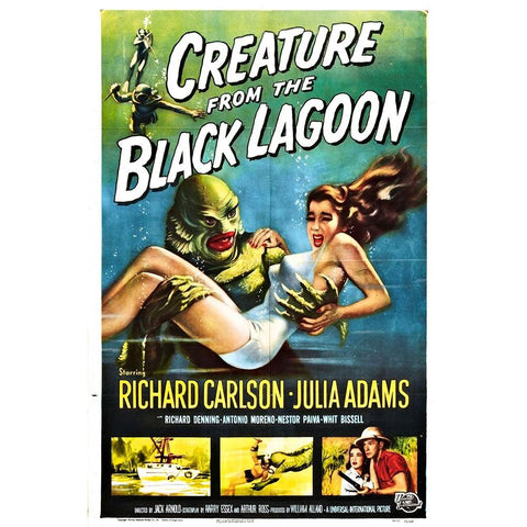 Creature from the Black Lagoon White Modern Wood Framed Art Print by Vintage Hollywood Archive