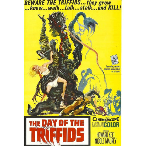 Day of the Triffids-1962 White Modern Wood Framed Art Print by Vintage Hollywood Archive