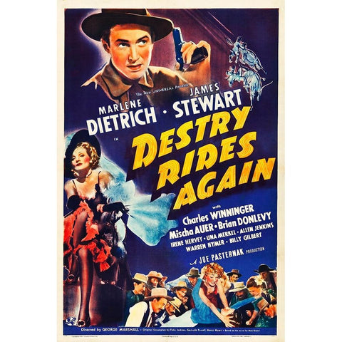 Destry Rides Again-1939 White Modern Wood Framed Art Print by Vintage Hollywood Archive