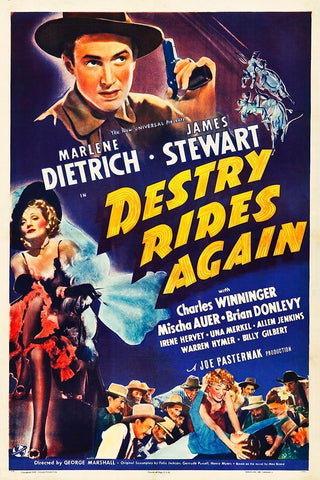 Destry Rides Again-1939 White Modern Wood Framed Art Print with Double Matting by Vintage Hollywood Archive