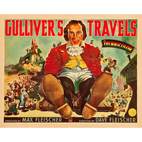 Gullivers Travels-1939 White Modern Wood Framed Art Print by Vintage Hollywood Archive