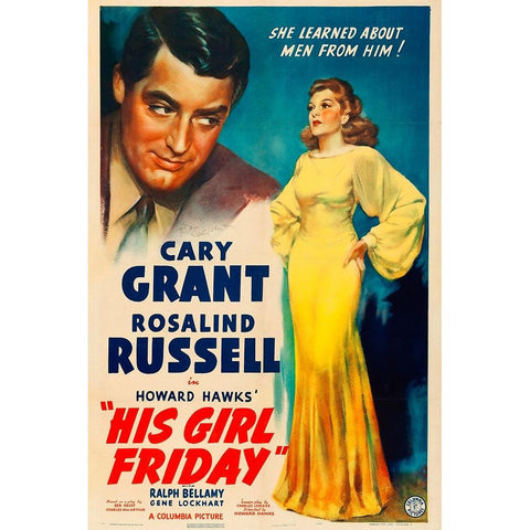 His Girl Friday-1940 Gold Ornate Wood Framed Art Print with Double Matting by Vintage Hollywood Archive