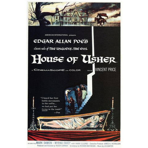 House of Usher-1960 Black Modern Wood Framed Art Print with Double Matting by Vintage Hollywood Archive