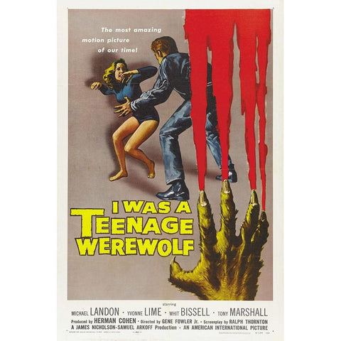 I Was a Teenage Werewolf-1957 Black Modern Wood Framed Art Print with Double Matting by Vintage Hollywood Archive