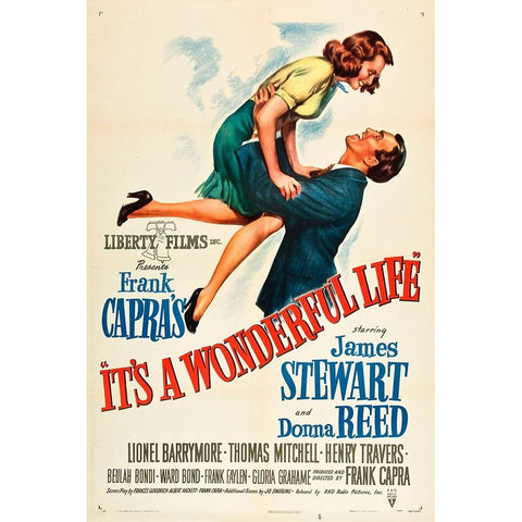 Its a Wonderful Life-1946 Gold Ornate Wood Framed Art Print with Double Matting by Vintage Hollywood Archive