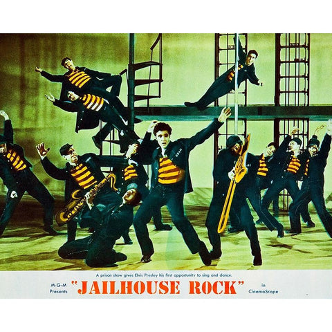 Jailhouse Rock-1957 Black Modern Wood Framed Art Print with Double Matting by Vintage Hollywood Archive