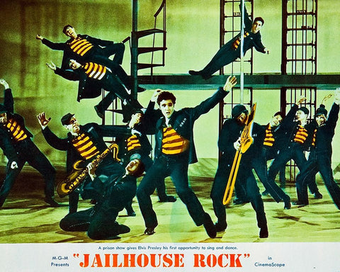 Jailhouse Rock-1957 Black Ornate Wood Framed Art Print with Double Matting by Vintage Hollywood Archive