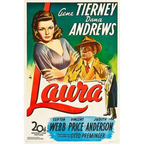 Laura-1944 White Modern Wood Framed Art Print by Vintage Hollywood Archive