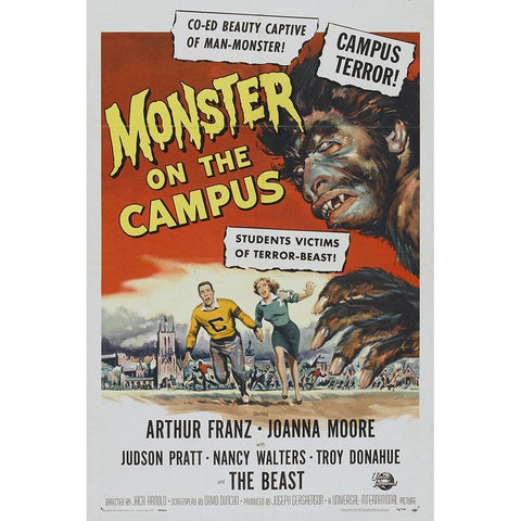 Monster on the Campus White Modern Wood Framed Art Print by Vintage Hollywood Archive