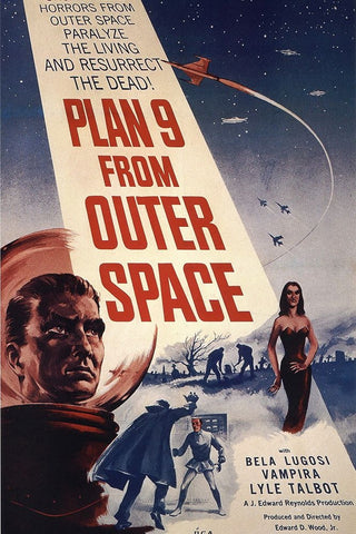 Plan nine from Outer Space Black Ornate Wood Framed Art Print with Double Matting by Vintage Hollywood Archive