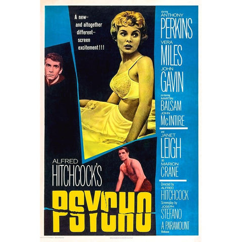 Psycho-1960 White Modern Wood Framed Art Print by Vintage Hollywood Archive