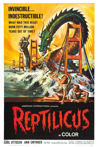 Reptilicus-1961 White Modern Wood Framed Art Print with Double Matting by Vintage Hollywood Archive