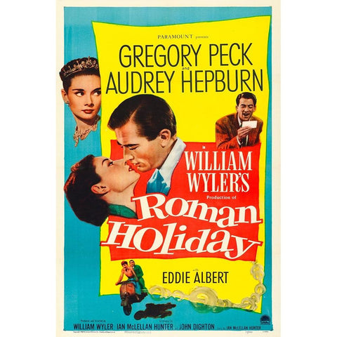 Roman Holiday-1953 Gold Ornate Wood Framed Art Print with Double Matting by Vintage Hollywood Archive