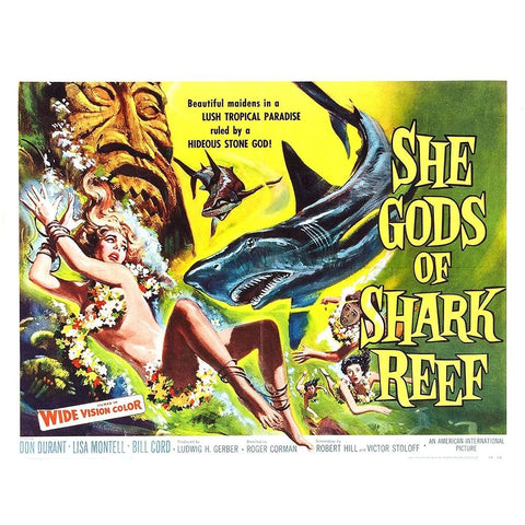 She Gods of Shark Reef-1958 Gold Ornate Wood Framed Art Print with Double Matting by Vintage Hollywood Archive