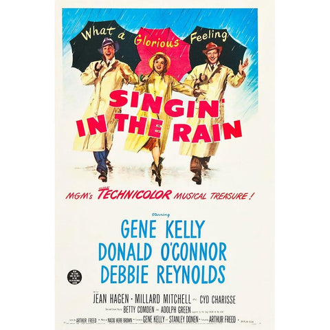 Singin in the Rain-1952 White Modern Wood Framed Art Print by Vintage Hollywood Archive