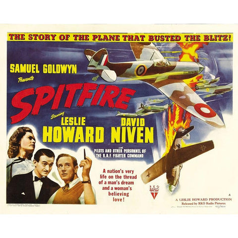 Spitifire Lobby Card-1943 Black Modern Wood Framed Art Print with Double Matting by Vintage Hollywood Archive