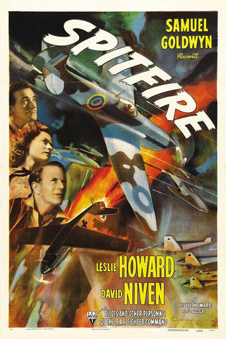 Spitfire Poster-1943 Black Ornate Wood Framed Art Print with Double Matting by Vintage Hollywood Archive