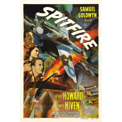 Spitfire Poster-1943 Gold Ornate Wood Framed Art Print with Double Matting by Vintage Hollywood Archive