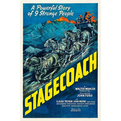 Stagecoach-1939 White Modern Wood Framed Art Print by Vintage Hollywood Archive