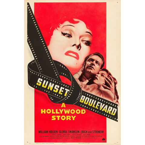 Sunset Boulevard-1950 Black Modern Wood Framed Art Print with Double Matting by Vintage Hollywood Archive