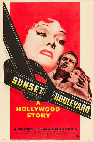 Sunset Boulevard-1950 White Modern Wood Framed Art Print with Double Matting by Vintage Hollywood Archive