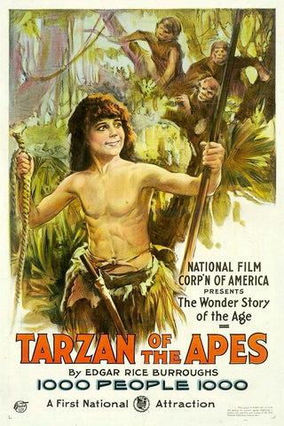 Tarzan of the Apes-1918 White Modern Wood Framed Art Print with Double Matting by Vintage Hollywood Archive