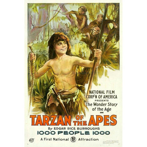 Tarzan of the Apes-1918 Gold Ornate Wood Framed Art Print with Double Matting by Vintage Hollywood Archive